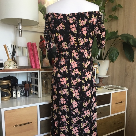 Rahi Cali Malibu Escape High Low Black Floral Dress L - Picture 7 of 14